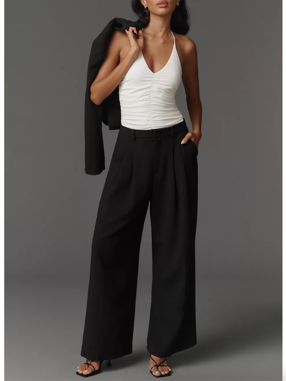 Anthropologie Maeve Avery Wide-Leg Pleated Trousers Black Women’s Size Small